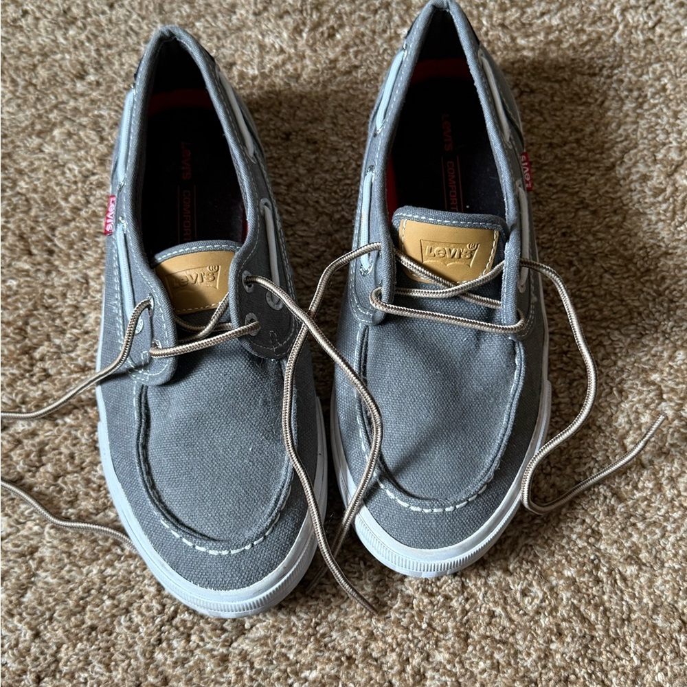 Levi's Gray Boat Shoes with Moccasin Design